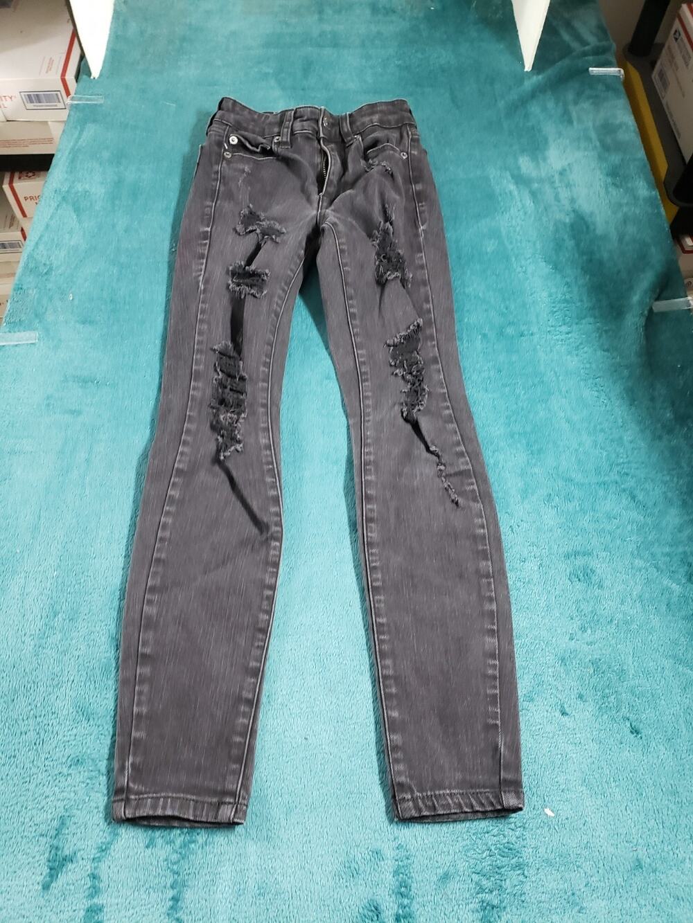 Aeropostale Jeans Size 000 Women Black Pants Stretch Denim High Rise Jegging